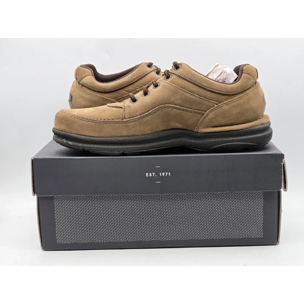 Rockport Men's Chocolate Leather World Tour Classic Walking Shoe Size 8 XW Extra